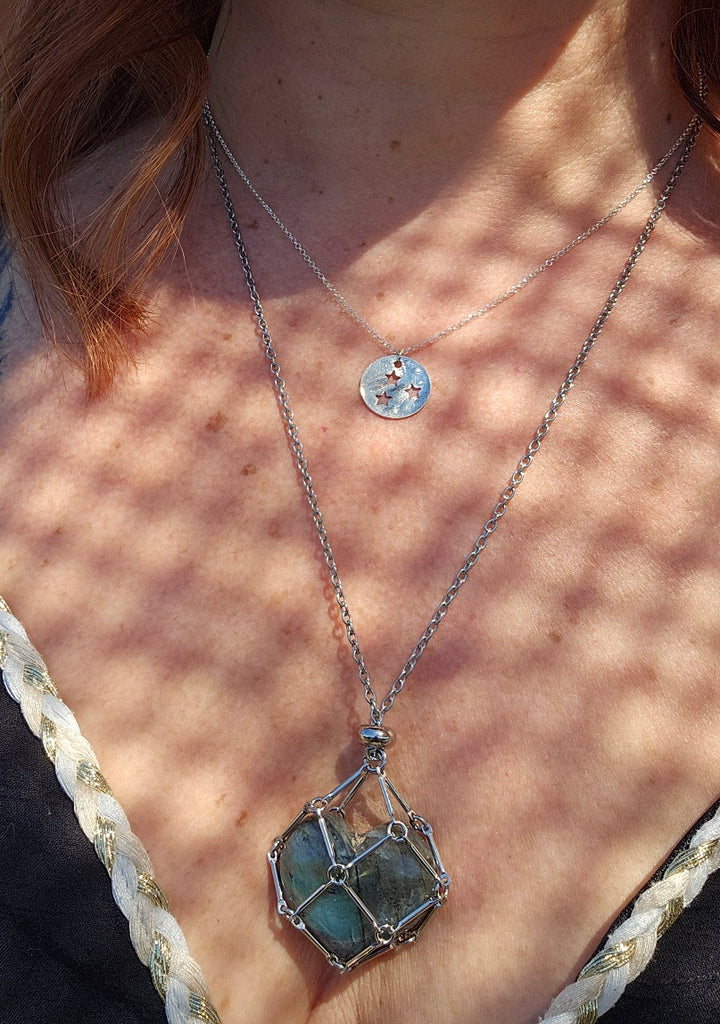 Collier Coeur en cage Labradorite