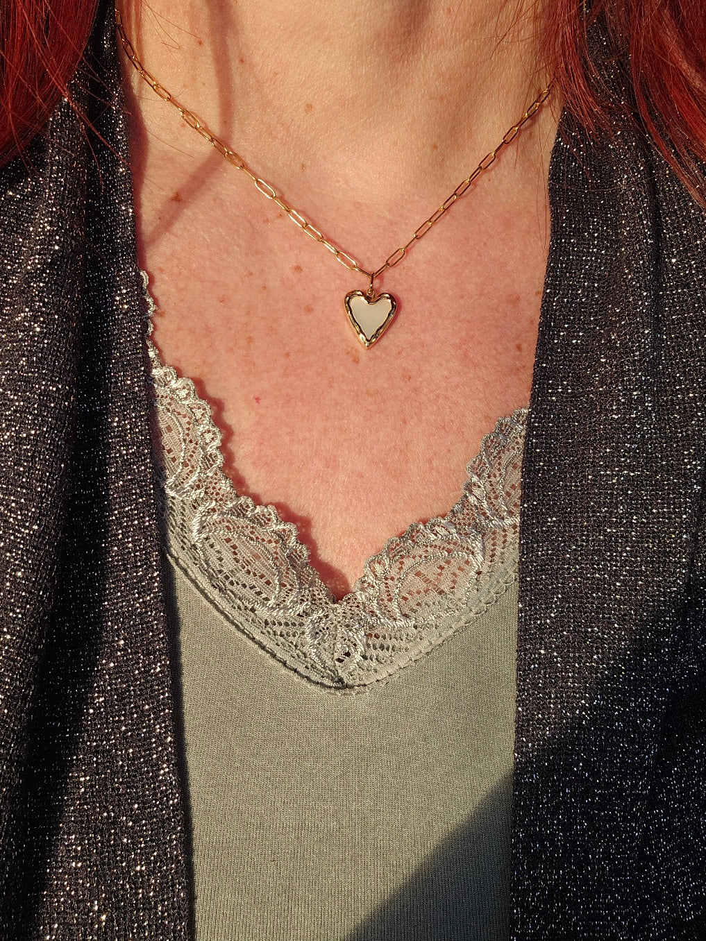 Collier coeur nacré