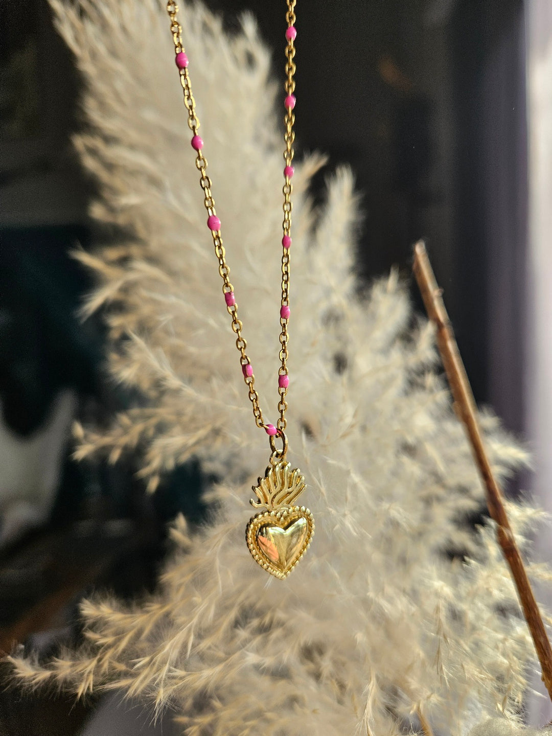 Collier coeur sacré Rose